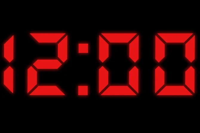 12 o'clock on a digital display