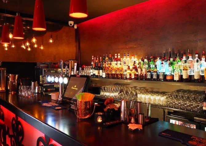 a bar stocked full of expensive alcohol